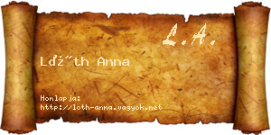 Lóth Anna névjegykártya